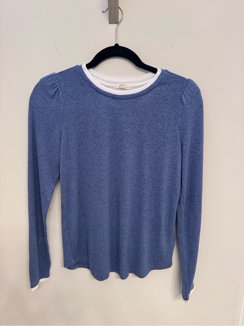 NIC+ZOE Blue Long-Sleeve Layered-Look Tee with White Trim